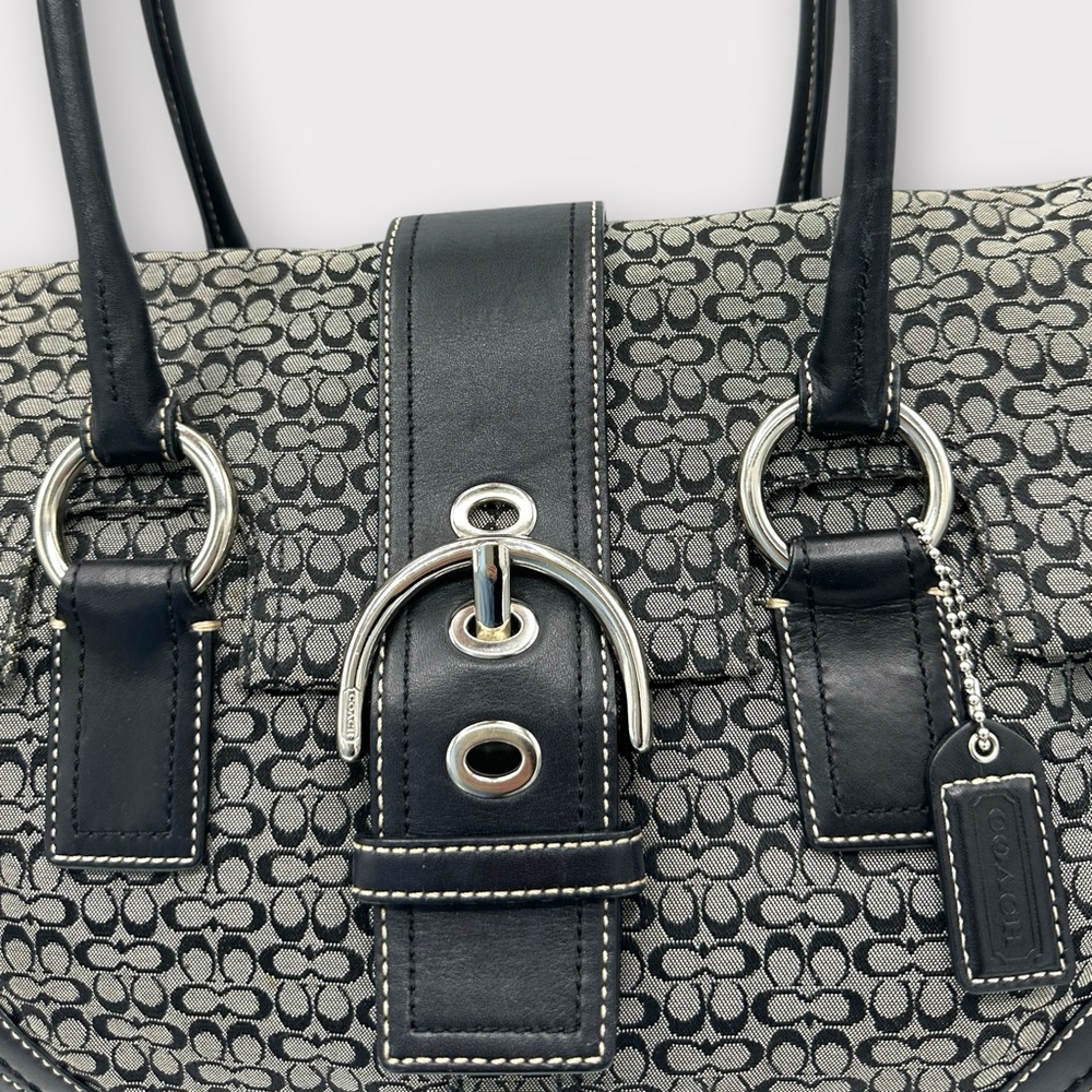 ⭐️⭐️SOLD⭐️⭐️ Coach Soho Black/Gray Monogram Canvas Leather Satchel F10929 Y2K - Picture 4 of 16